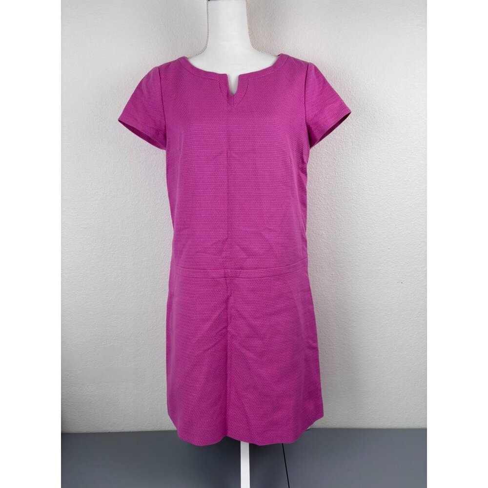 "346" Brooks Brothers women's 8 barbie pink drop waist textured shift mini dress